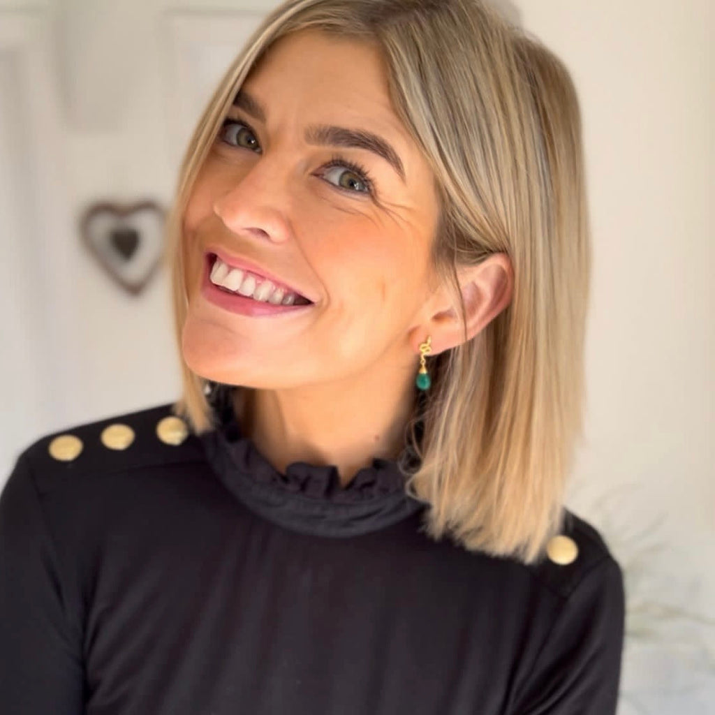 Boucles d'oreilles pendantes Méduse en malachite