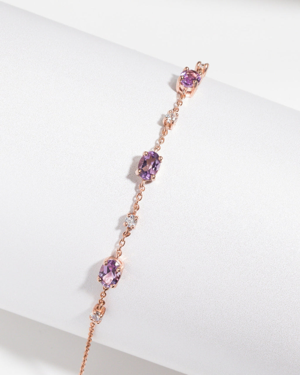 Bracelet en améthyste lavande et vermeil en or rose 18 carats