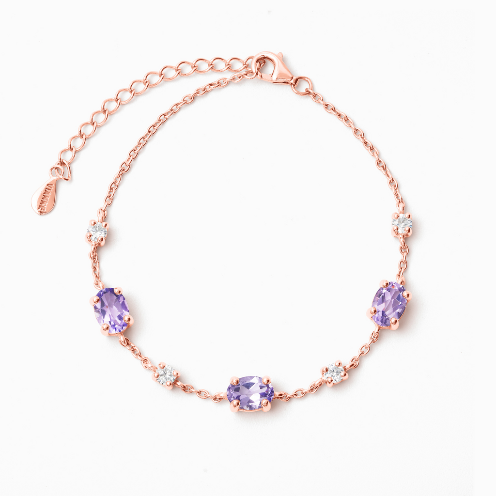 Bracelet en améthyste lavande et vermeil en or rose 18 carats