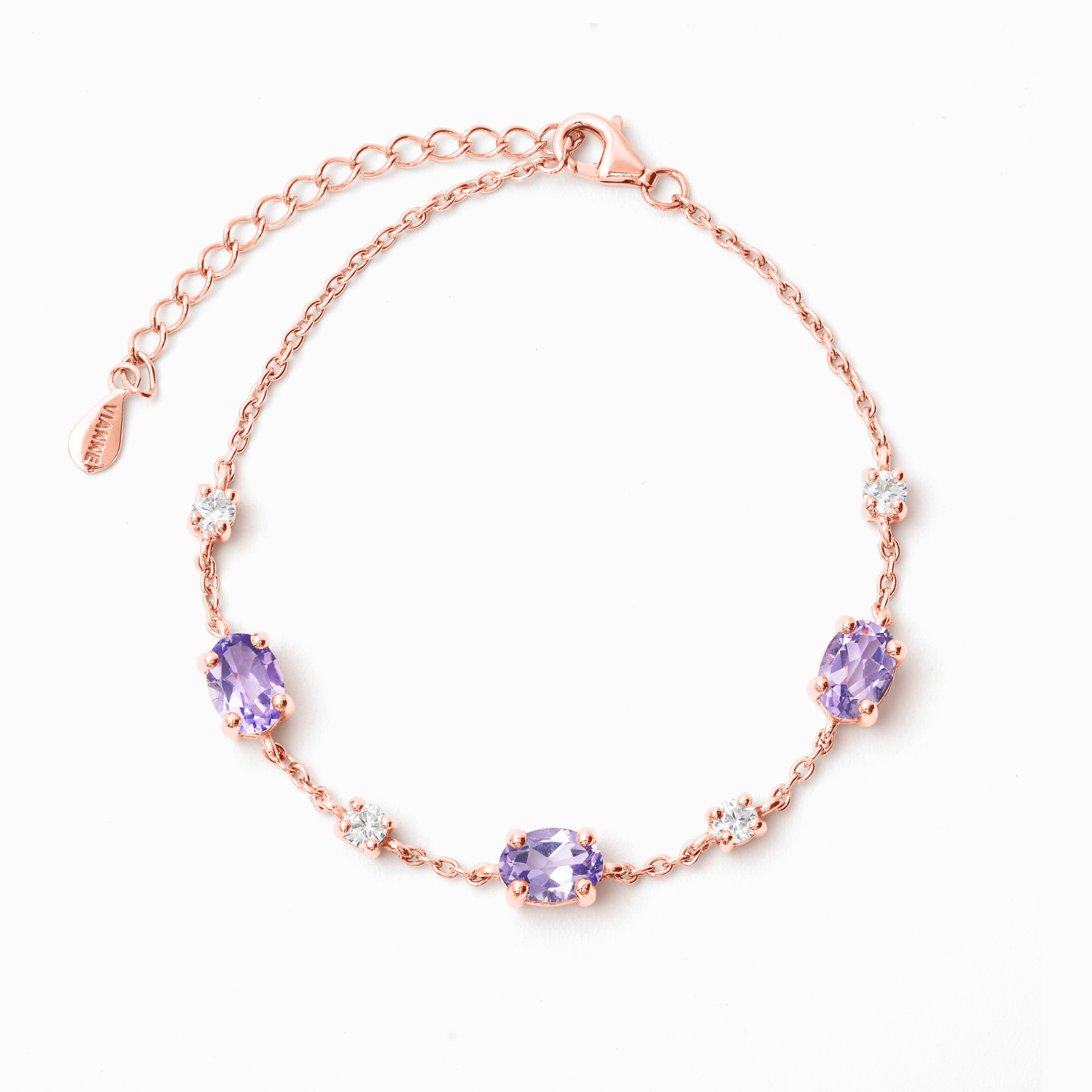 Bracelet en améthyste lavande et vermeil en or rose 18 carats