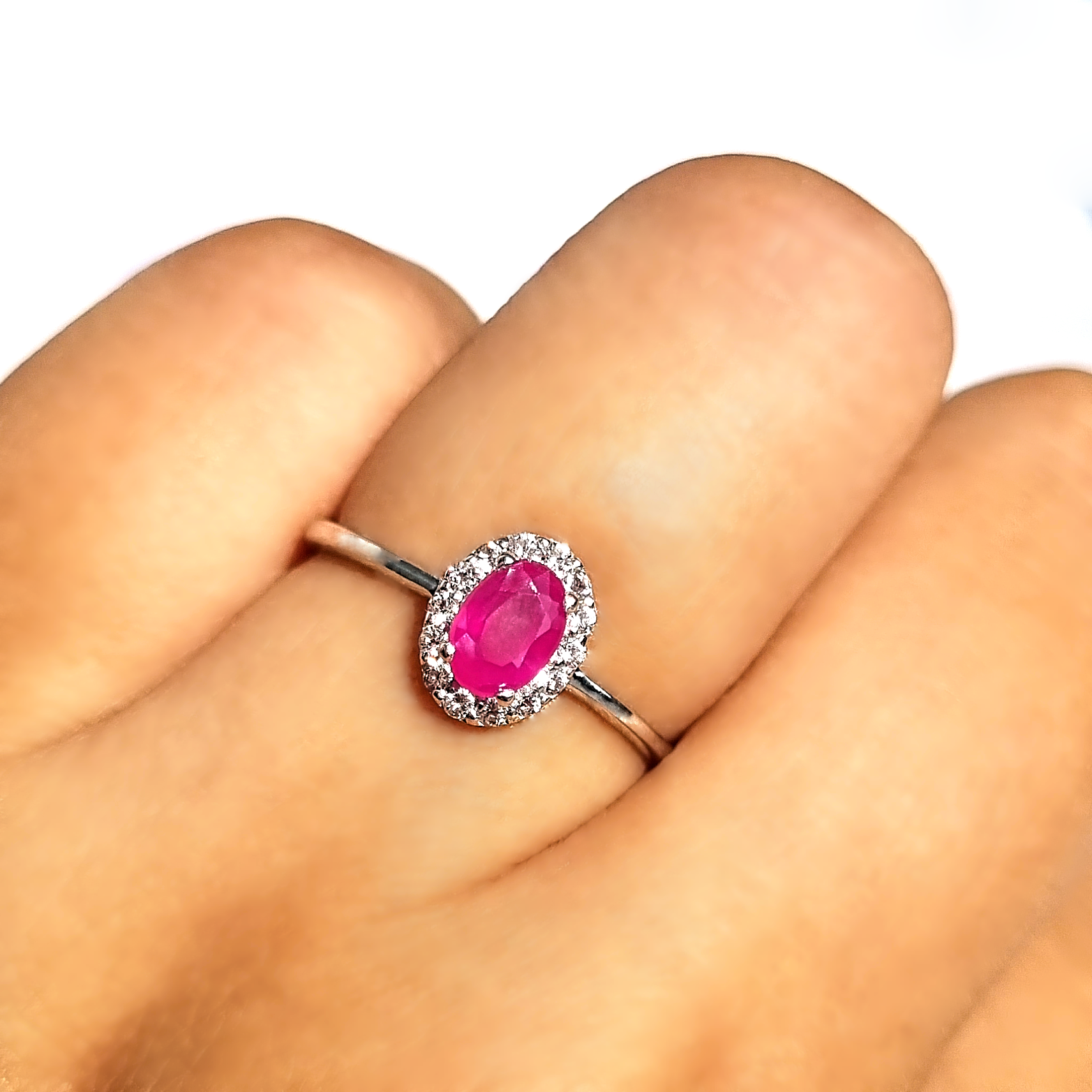 Bague rubis en argent sterling