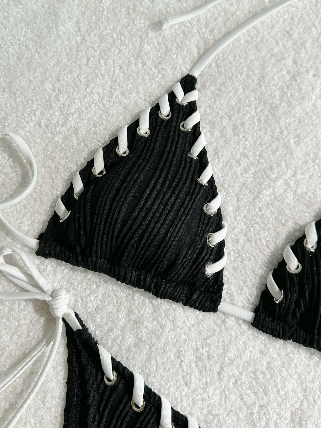 2025 Halter Wrinkled Weave Bikini Women Swimwear Female Swimsuit Two Pieces Bikini Set Brazilian Bathing Suit Swim Beach Wear