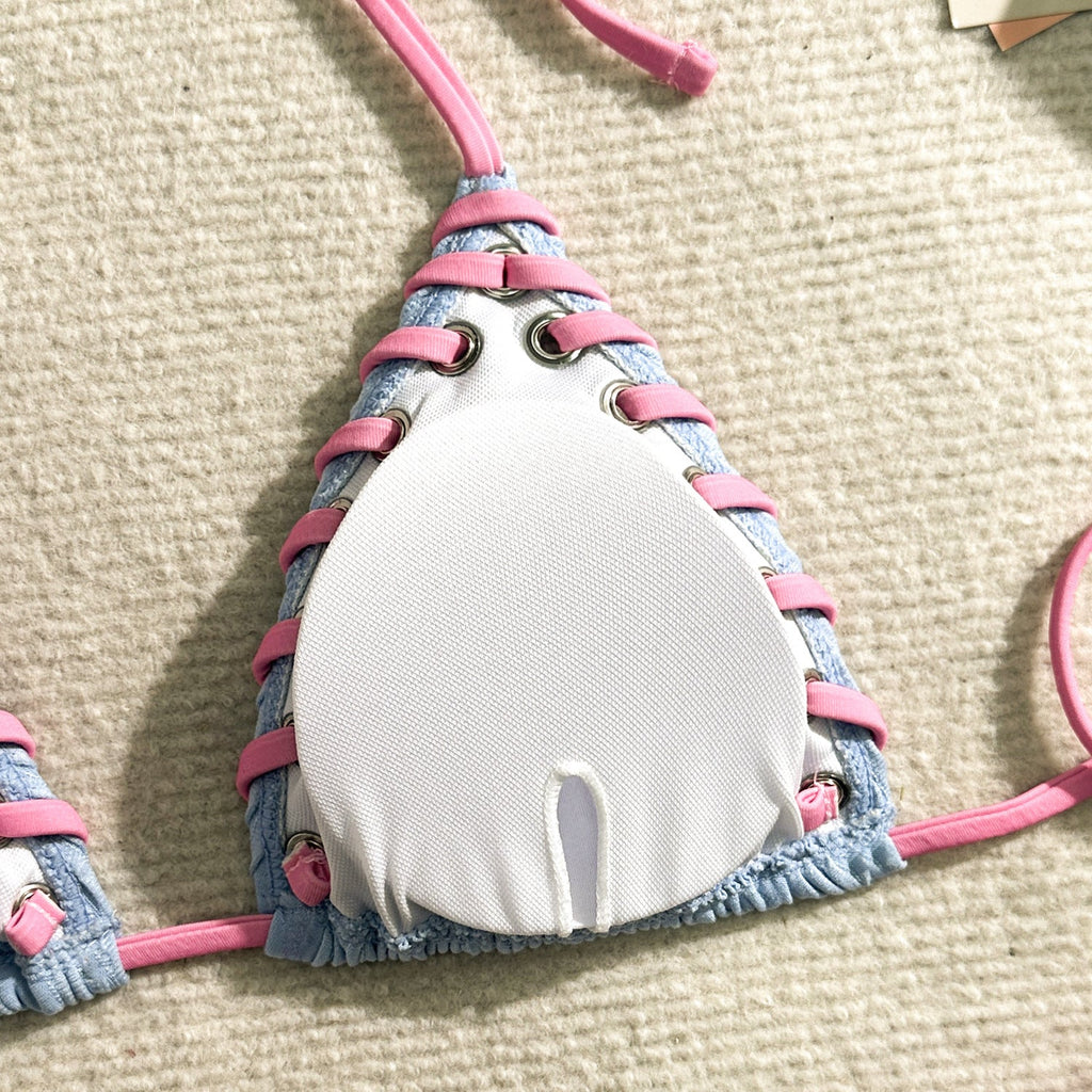 2025 Halter Wrinkled Weave Bikini Women Swimwear Female Swimsuit Two Pieces Bikini Set Brazilian Bathing Suit Swim Beach Wear