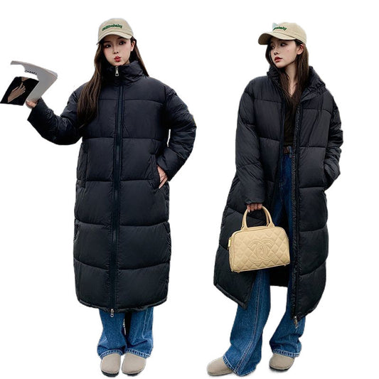 Down Jacket Female Overknee Long Loose Lapel