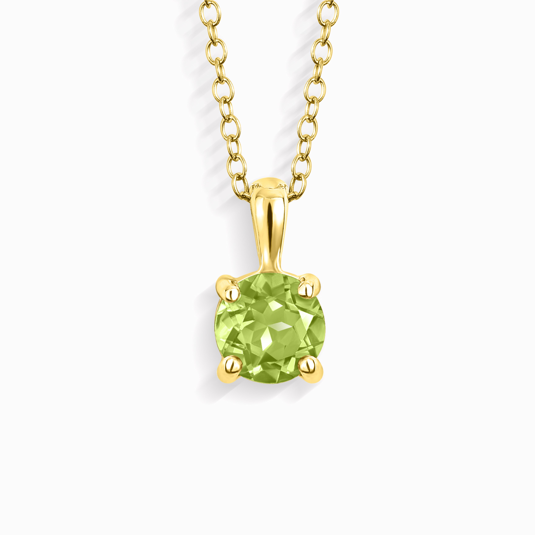 Collier pendentif solitaire péridot en or vermeil 18 carats