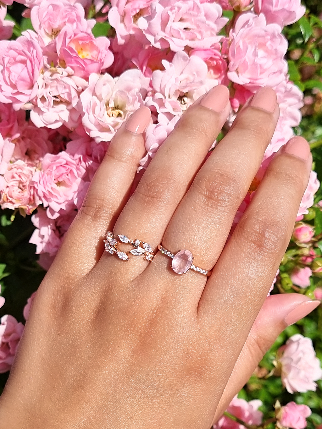 Rose Quartz Ring in Rose Gold Vermeil