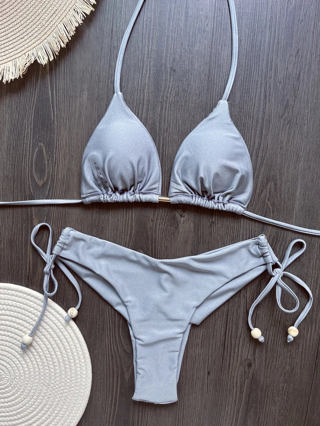 2025 New Sexy Triangle Bathing Suit for Women Brazilian Bikinis Halter Swimwear Push Up Swimsuit Metal Chain Beach Bikini Set