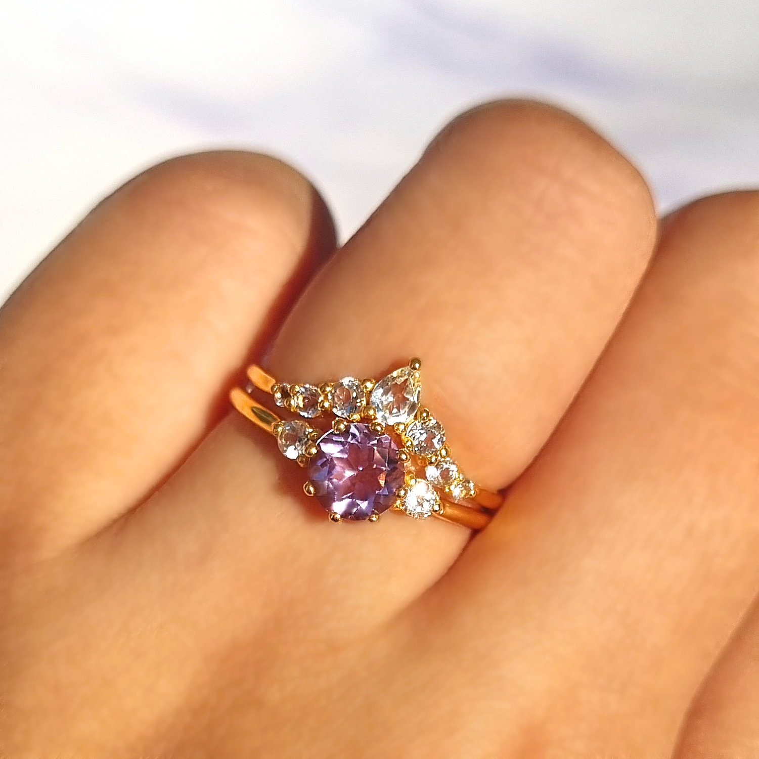 Bague Selene en améthyste lavande sertie dans du vermeil en or 18 carats