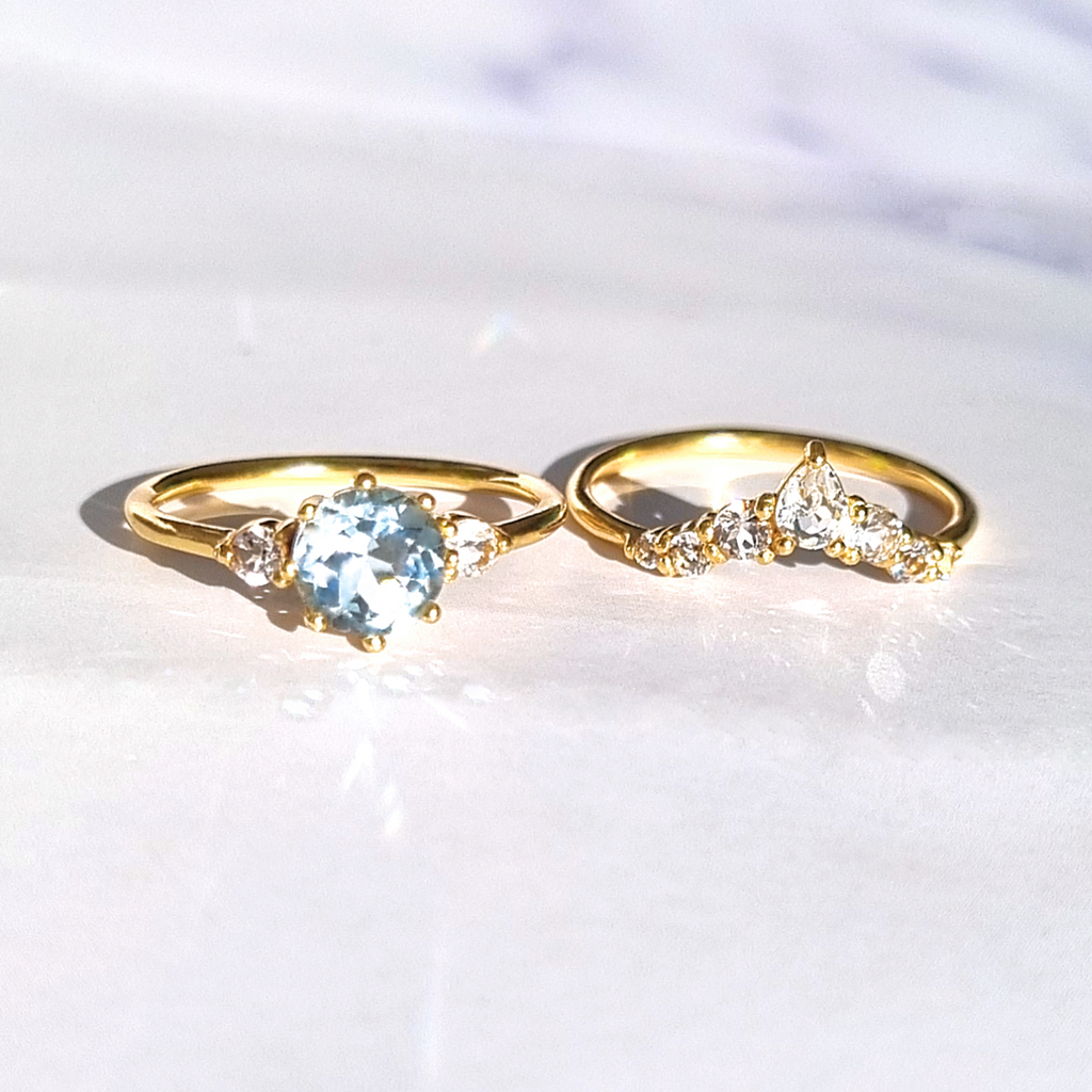 Selene Blue Topaz Ring Set in 18k Gold Vermeil