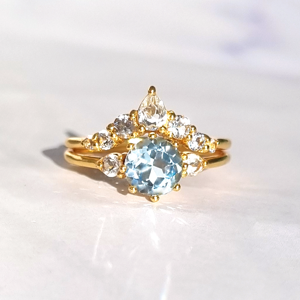 Selene Blue Topaz Ring Set in 18k Gold Vermeil