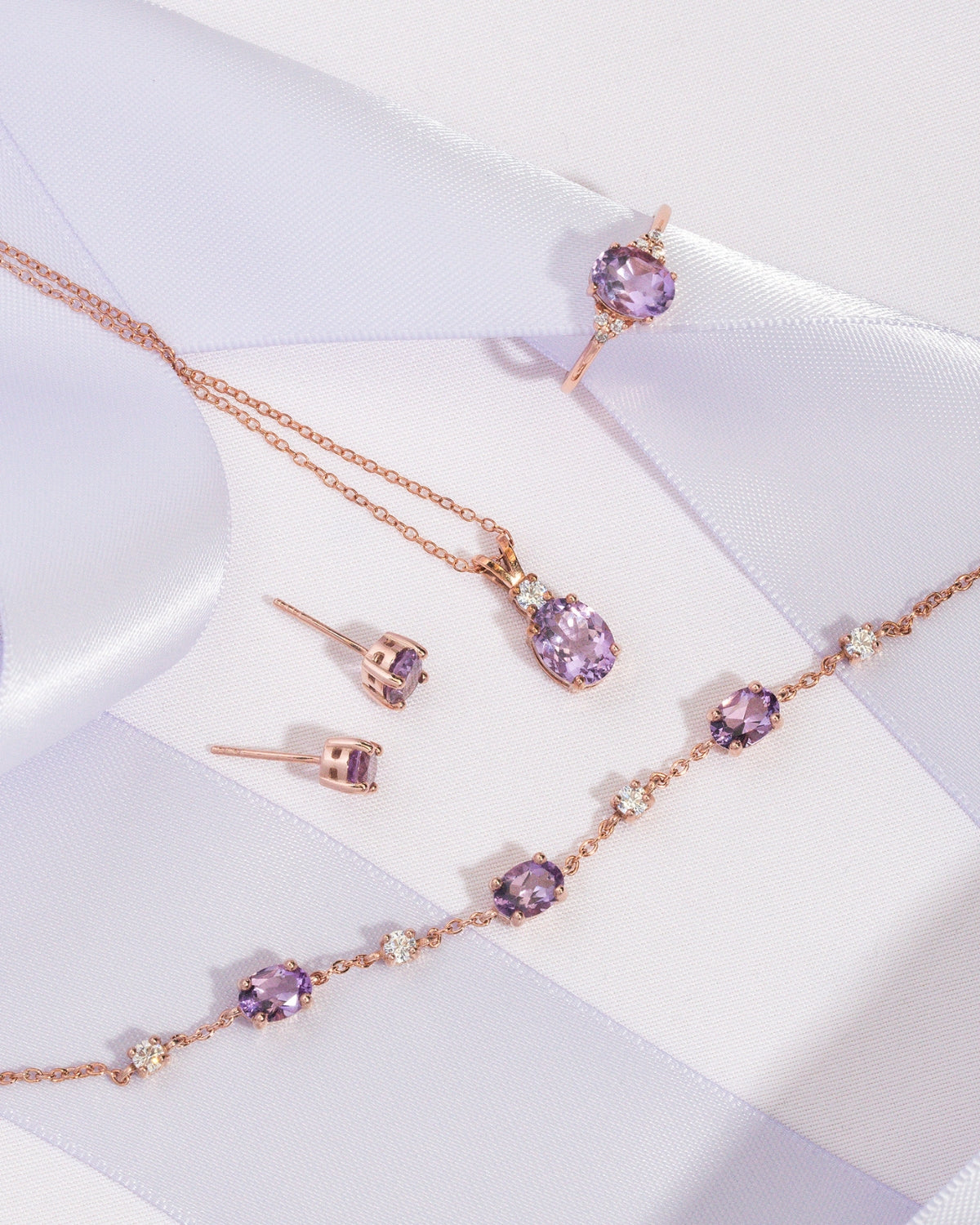 Essentielles Amethyst-Schmuckset in 18-karätigem Roségold-Vermeil