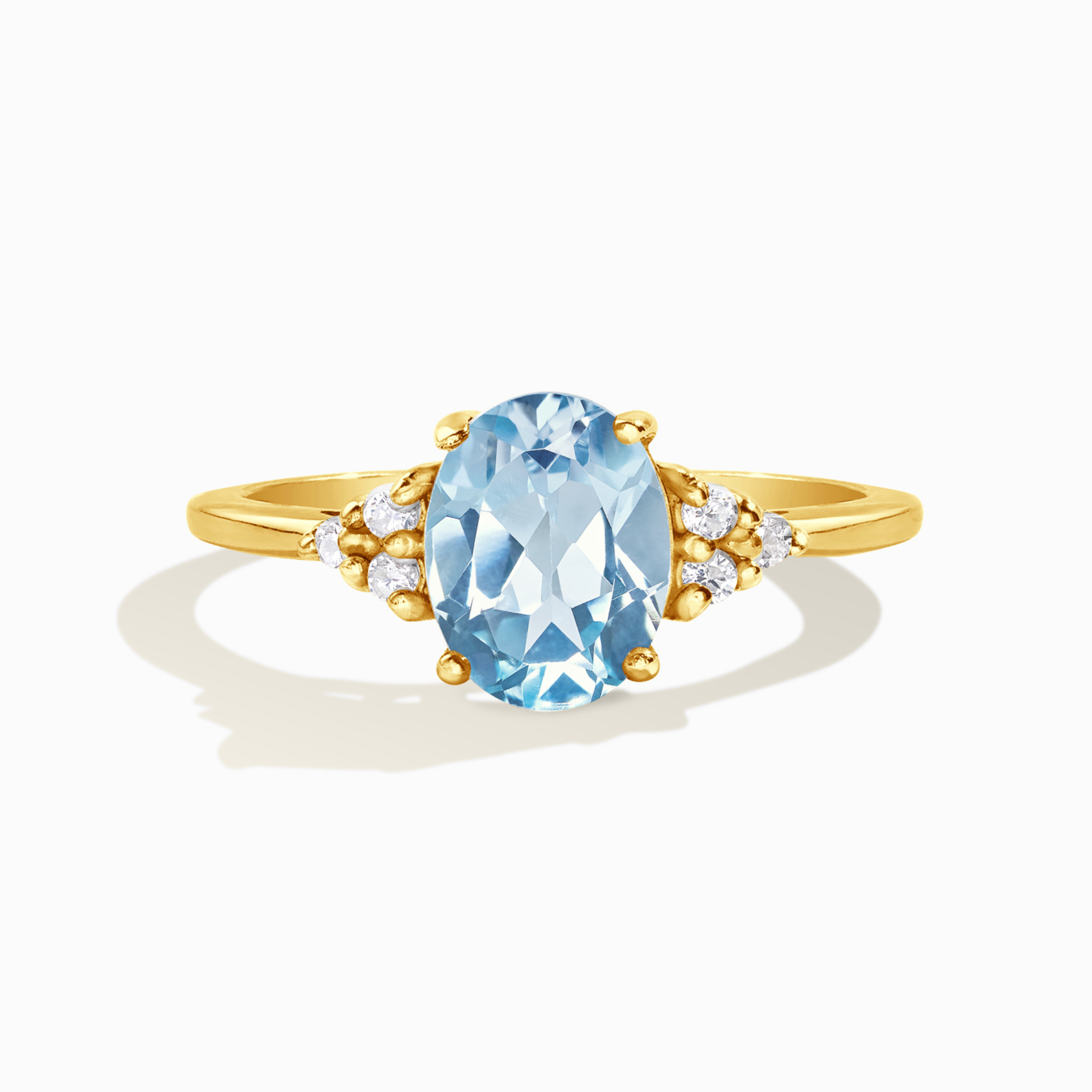 Bague en vermeil d'or 18 carats avec topaze bleu ciel 