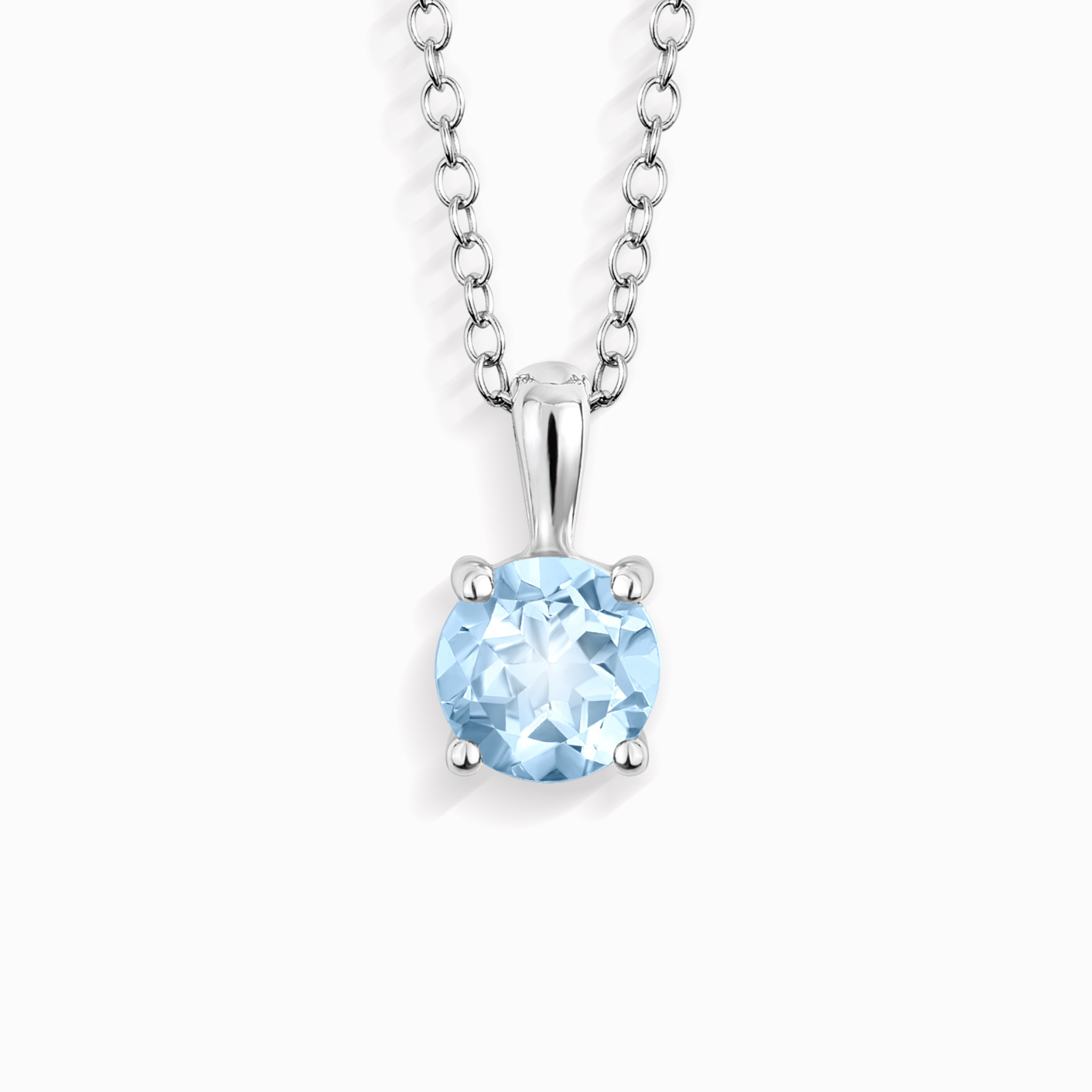 Collier pendentif solitaire en topaze bleu ciel et argent sterling