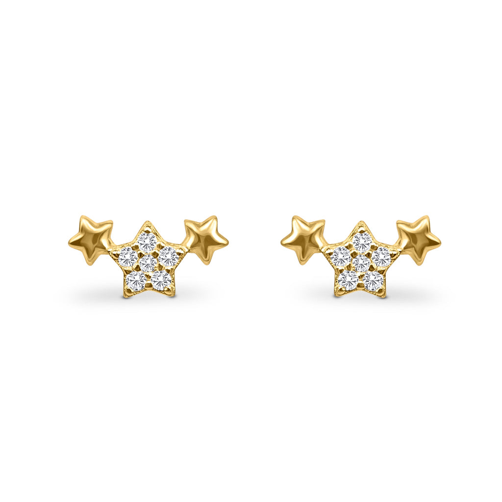 Trio of Stars Earrings in Gold