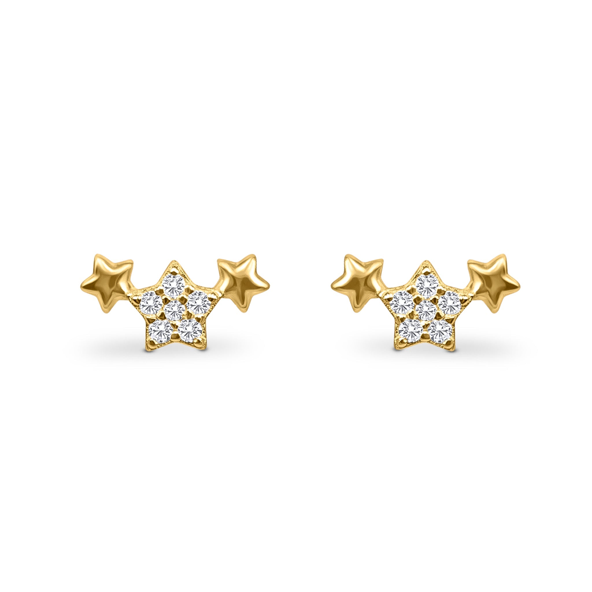 Boucles d'oreilles trio d'étoiles en or