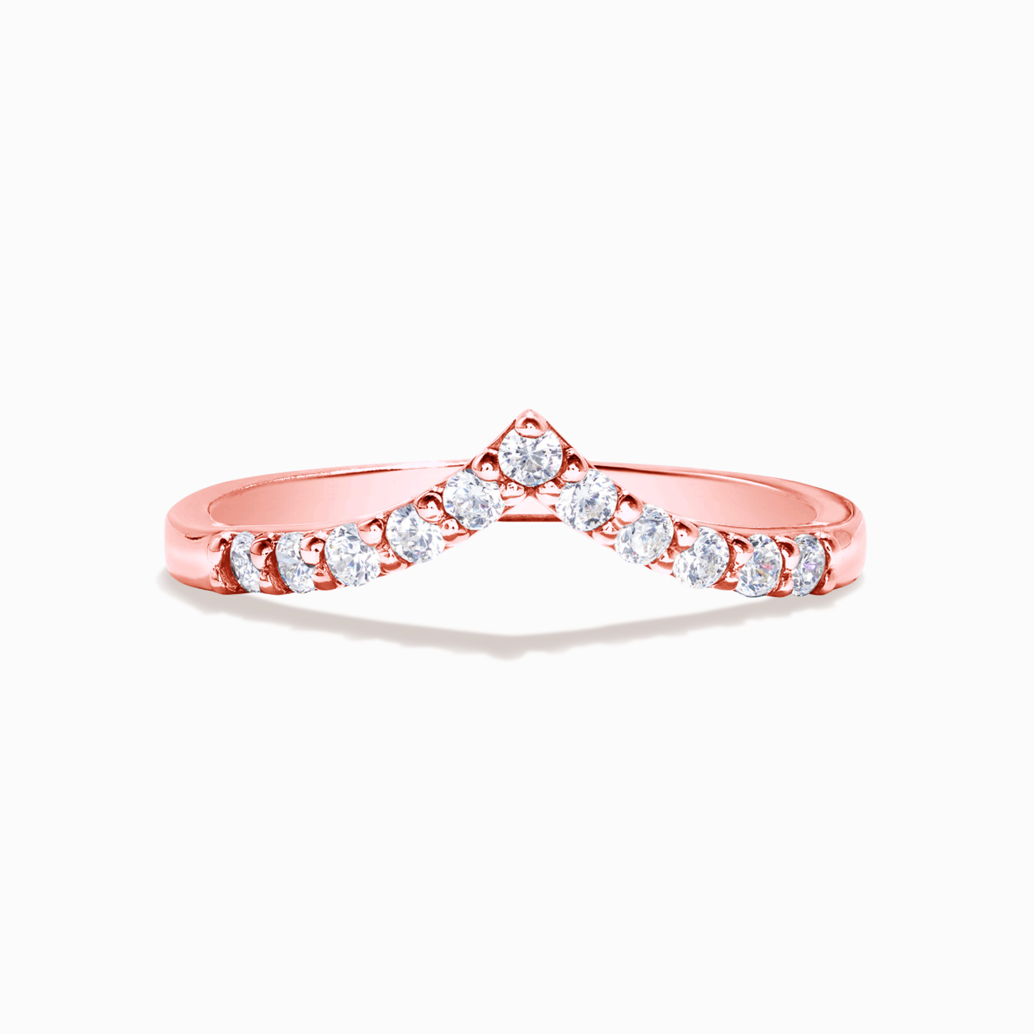 Bague d'éternité incurvée en forme de V en vermeil or rose 18 carats