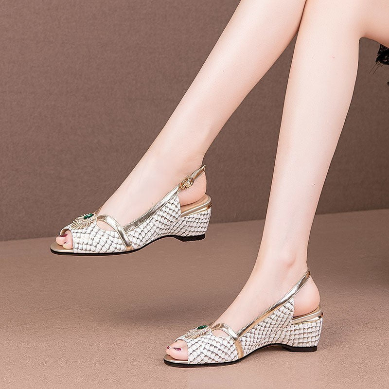 Fish Mouth Shoes Women's Leather Sandals