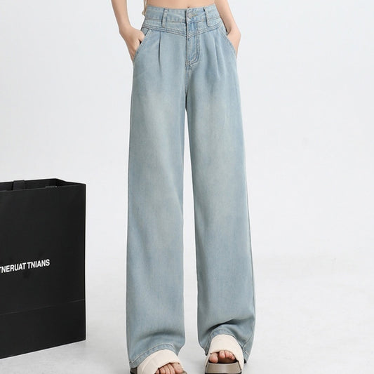 Thin New High Waist Straight Wide Leg Ice Silk Leggings Women