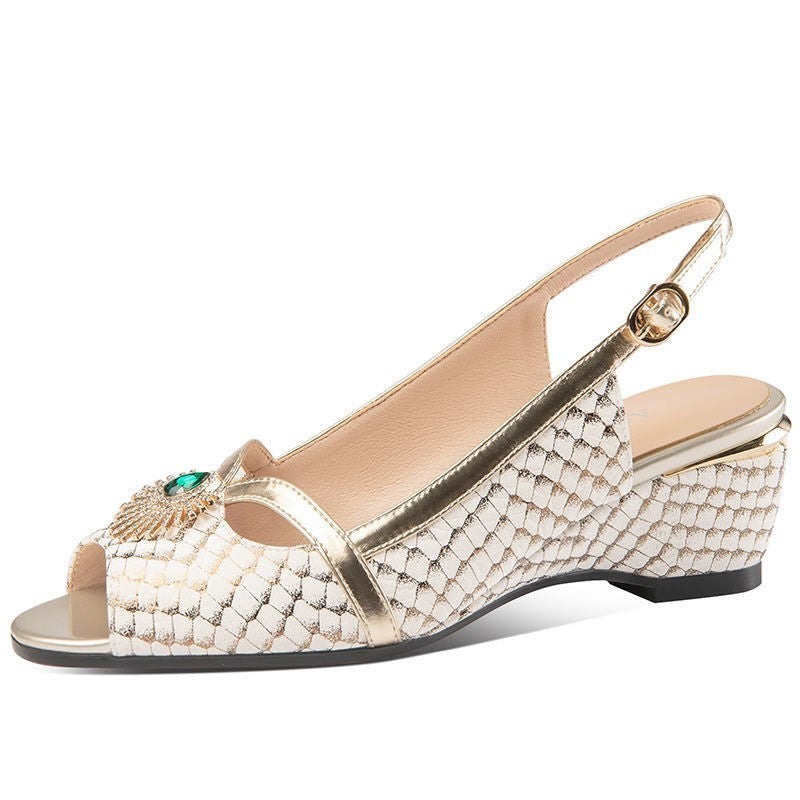 Fish Mouth Shoes Women's Leather Sandals