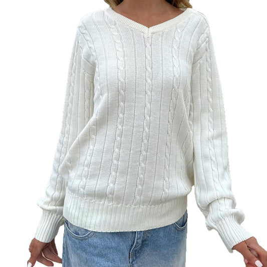 Casual Solid Color Base Sweater Woolen Women