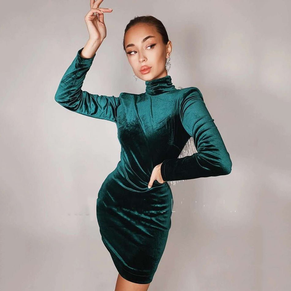 Bandage Dress Sexy Leaky Back Tight Party Dress - BECAMAS FASHION HUB