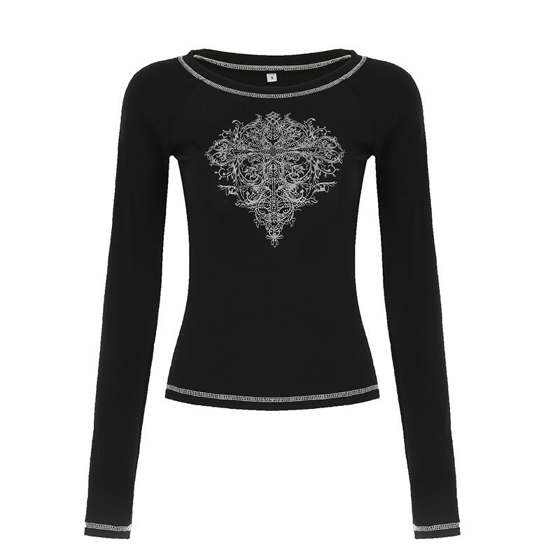 European And American Dark Style Underwear Long Sleeved Top Women