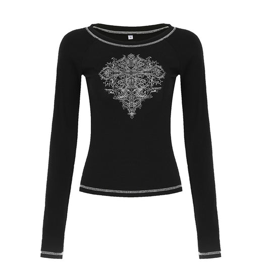 European And American Dark Style Underwear Long Sleeved Top Women