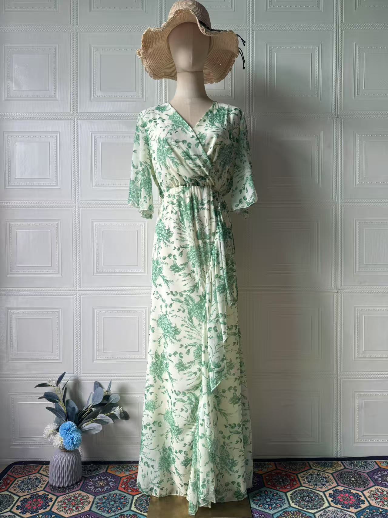 Soft Fresh And Sexy Short Sleeve Floral Dress