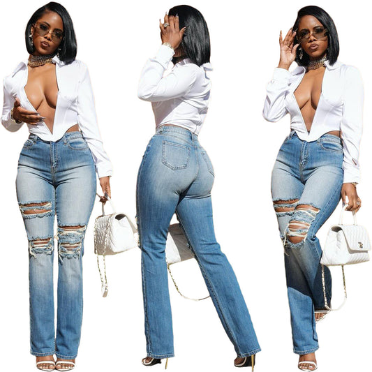 European And American Fashion Women's Stretch Denim Trousers