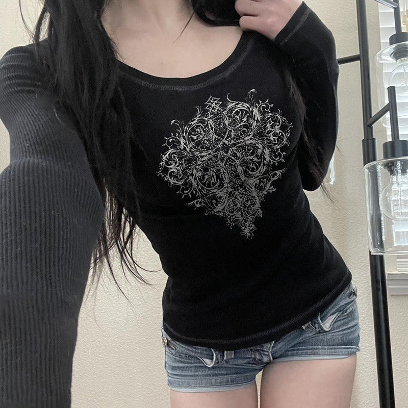European And American Dark Style Underwear Long Sleeved Top Women