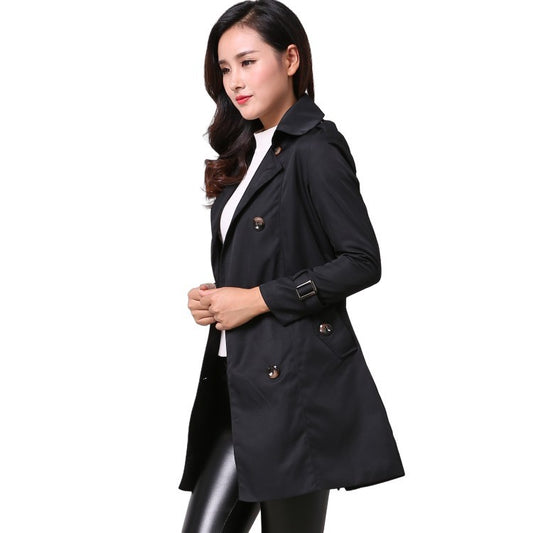 Commuter Casual Lace Up Double-breasted Mid-length Trench Coat