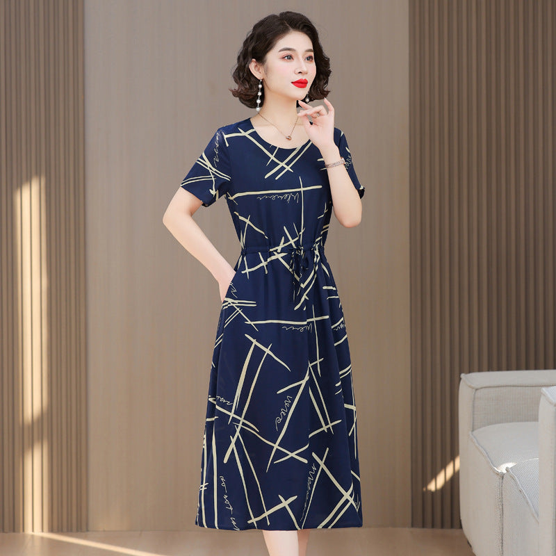 Fashion Cotton Silk Elegant Floral Small Slim Dress