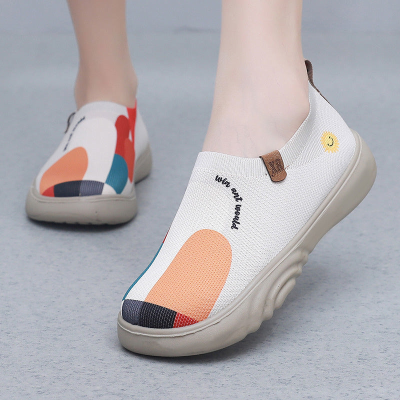 Women's Trendy Painted Casual Shoes Soft Bottom Soft Surface Platform