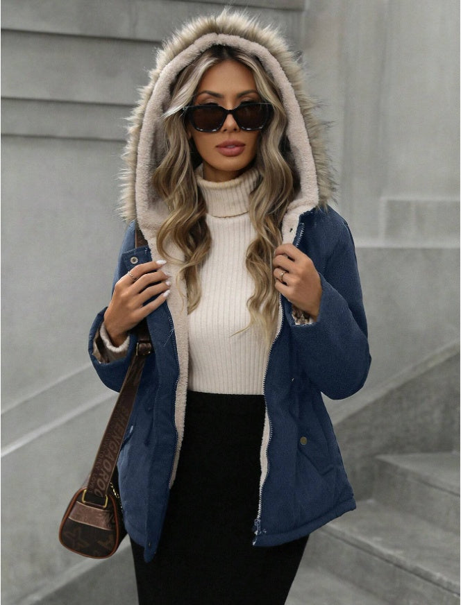 Aveloria Hooded Cinched Waist Casual ParkaPadded Insulated Polyfill Synthetic Insulation Winter Coat