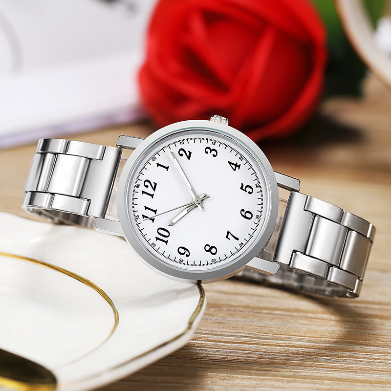 Men's And Women's Fashion Simple Steel Belt Quartz Watch