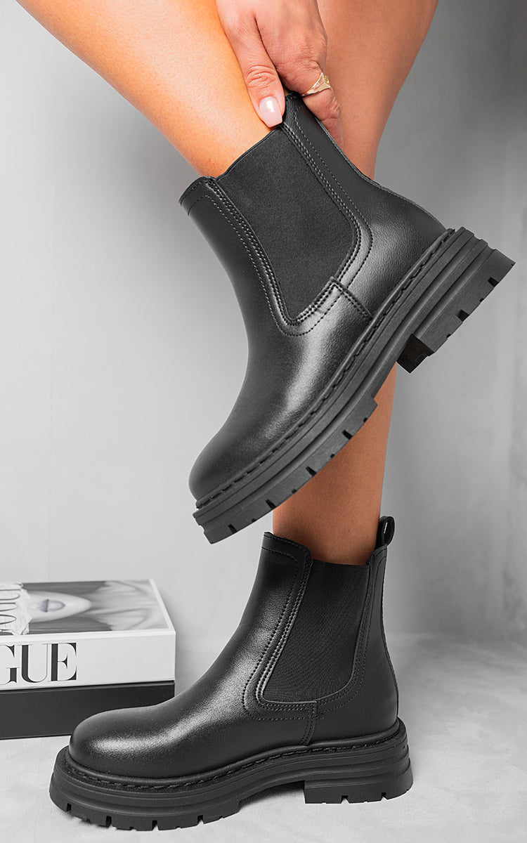 Chunky Chelsea Suede Ankle Boots