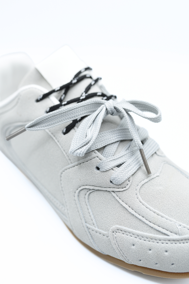 Double Contrast Lace Up Flat Trainers