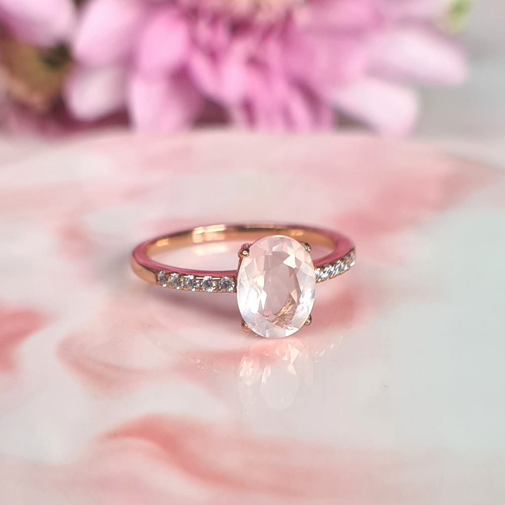 Rose Quartz Ring in Rose Gold Vermeil