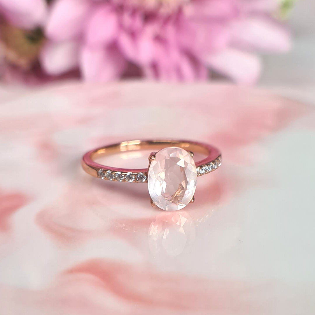 Rose Quartz Ring in Rose Gold Vermeil