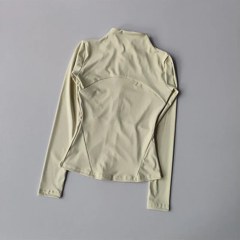 Women Sports Jacket Zip Fitness Yoga Shirt Workout Running Coats Warm Gym Long Sleeve Top Cardigan Slim Tight Jacket Activewear - BECAMAS FASHION HUB