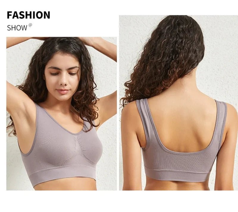 Women's S - 5XL Seamless Bra Push - Up Sports Bra Non - wire Crop Tops Solid Color Sexy Lingerie No Pads Breathable Female Brassiere - BECAMAS FASHION HUB